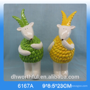 Creative animal figurine ceramic goat ornament